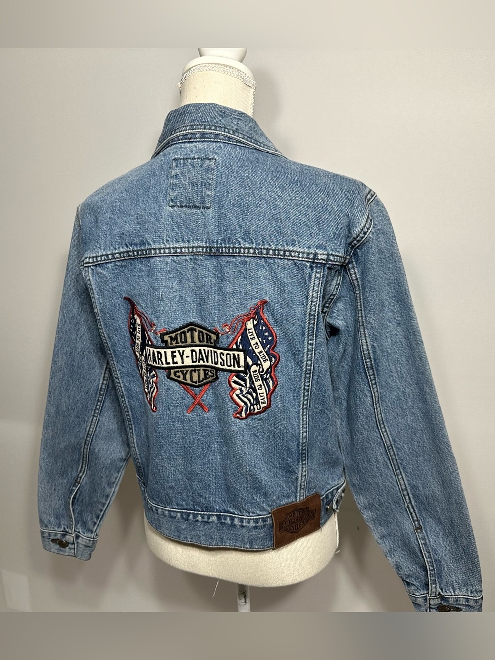 Vintage 80s 90s Harley Davidson Motorcycles Biker Blues Women's M Jean Jacket